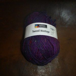 1 Skein SMC Tweed Montage Wool Blend Yarn Color 0506 Purple Multi 247 yds.